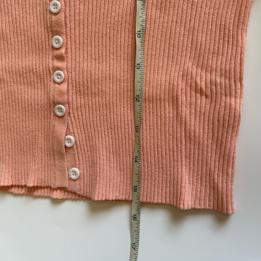 Peach Ribbed Button-Down Cropped Cardigan - Picture 8 of 9